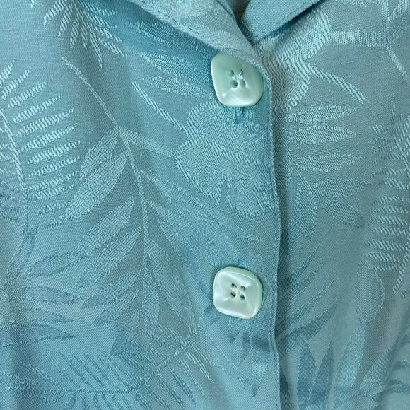 Norm Thompson Silk Shirt Jacket Women's Blue Floral 90s Elbow Sleeve Size PS - Picture 3 of 14